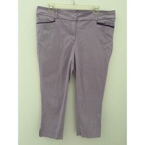 New York & Company Purple Dot Print Cropped Pants Trousers Size 14